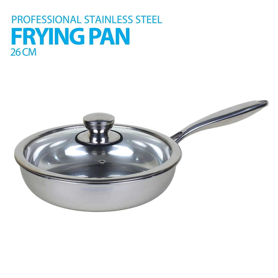 26 cm Stainless Steel Frying Pan + Cover