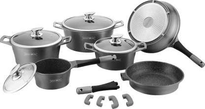 Silver Cookware set with Removable Handles | Kitchen Kollection Lebanon