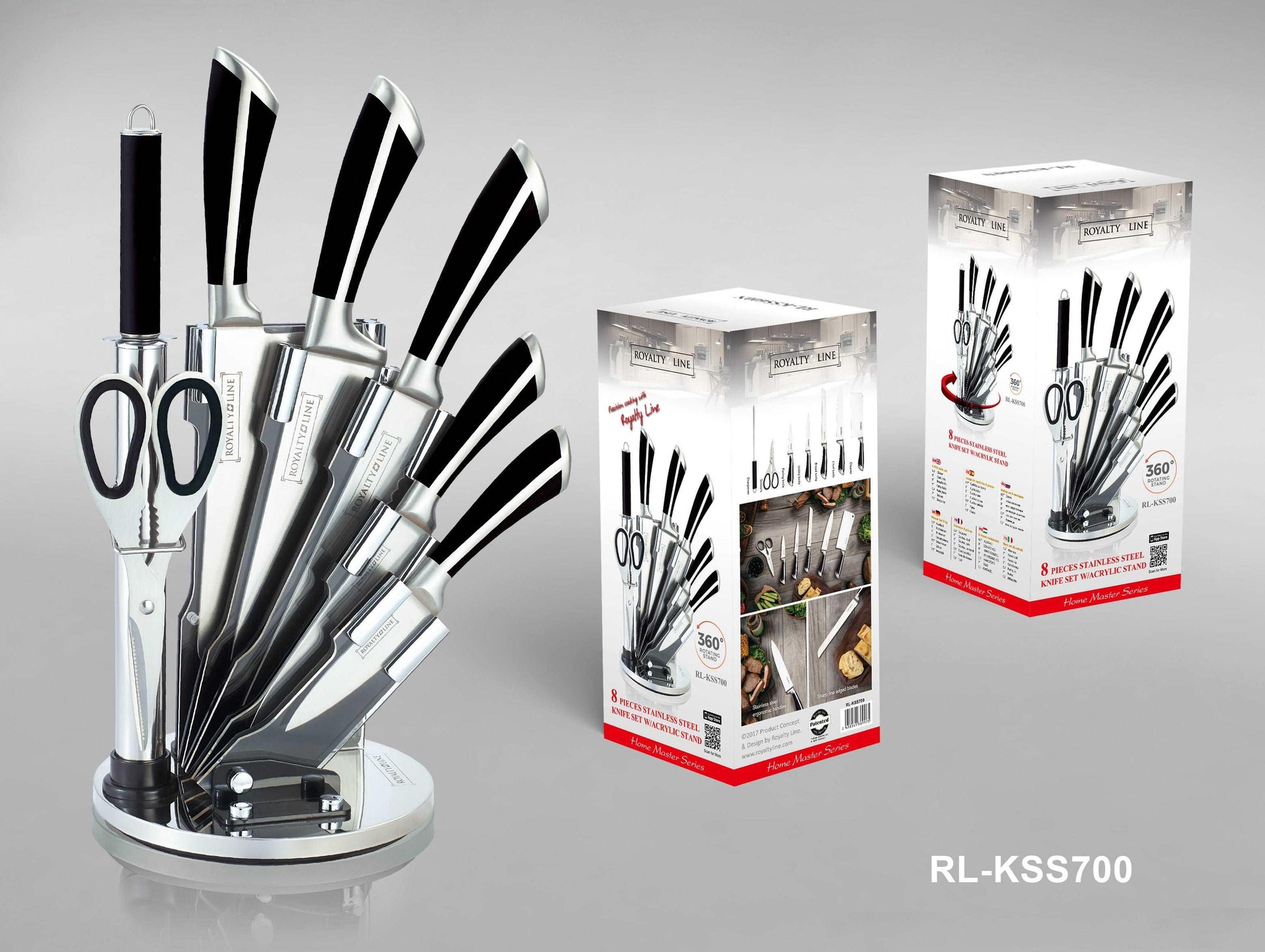 8 PCS Stainless Steel Knife Set Black | Kitchen Kollection Lebanon