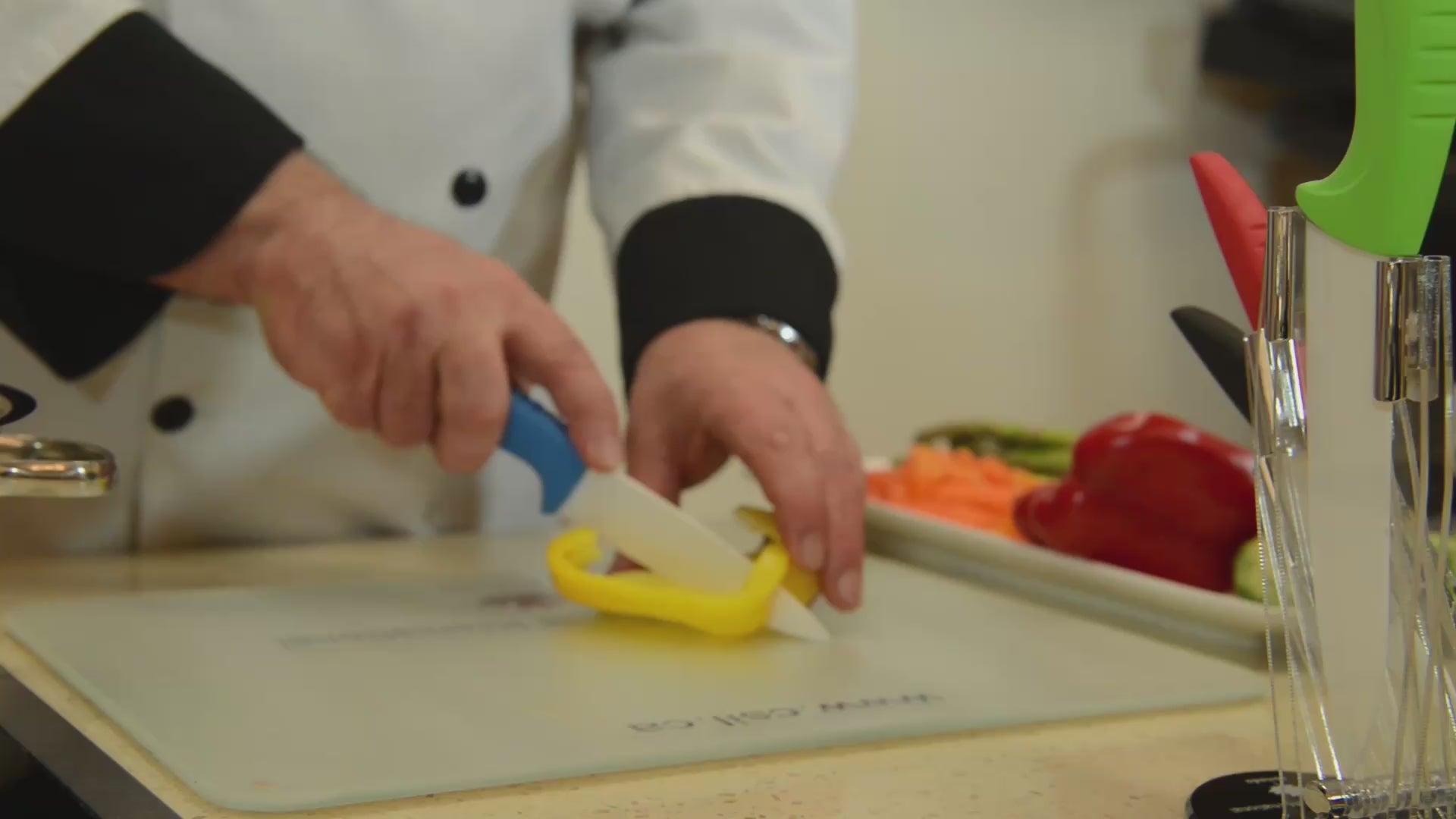 Load video: Chef using the cutting board